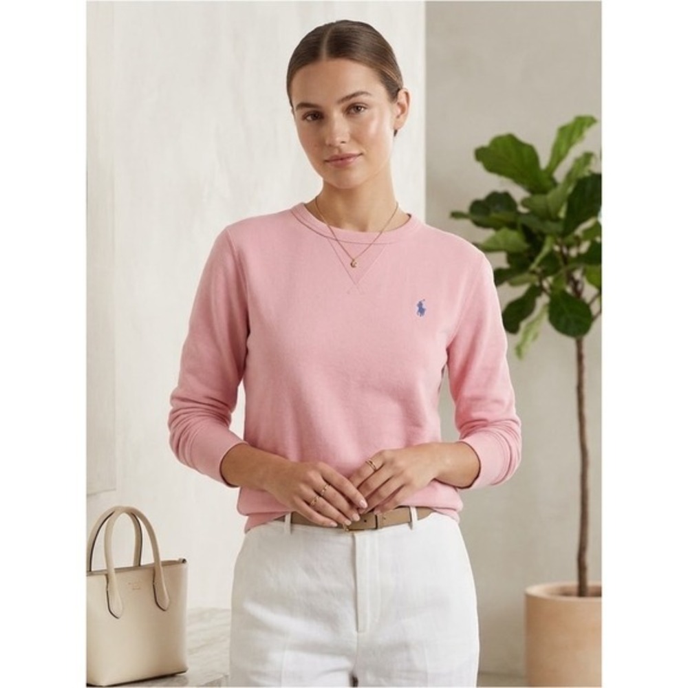 Polo Ralph Lauren Pink Embroidered Pony Sweatshirt M Preppy Clean Girl Soft Girl